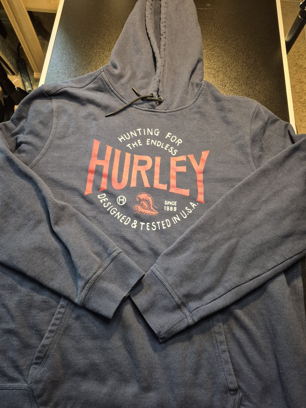 Hurley Navy Pullover Hoodie with Red Graphic Logo